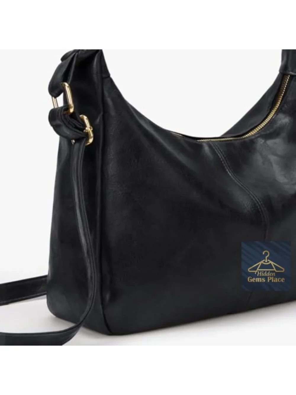 Slouchy Hobo Bag with Zipper Faux Leather Shoulder Bag